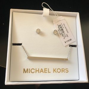 MK Earrings and Bar Necklace